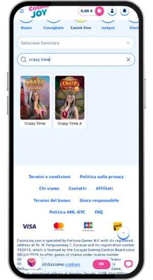 Accedere al gioco Crazy Time