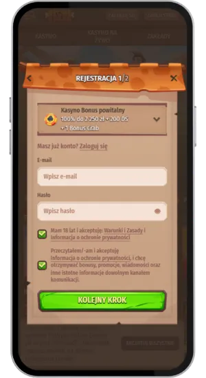 Założenie konta Crazy Time